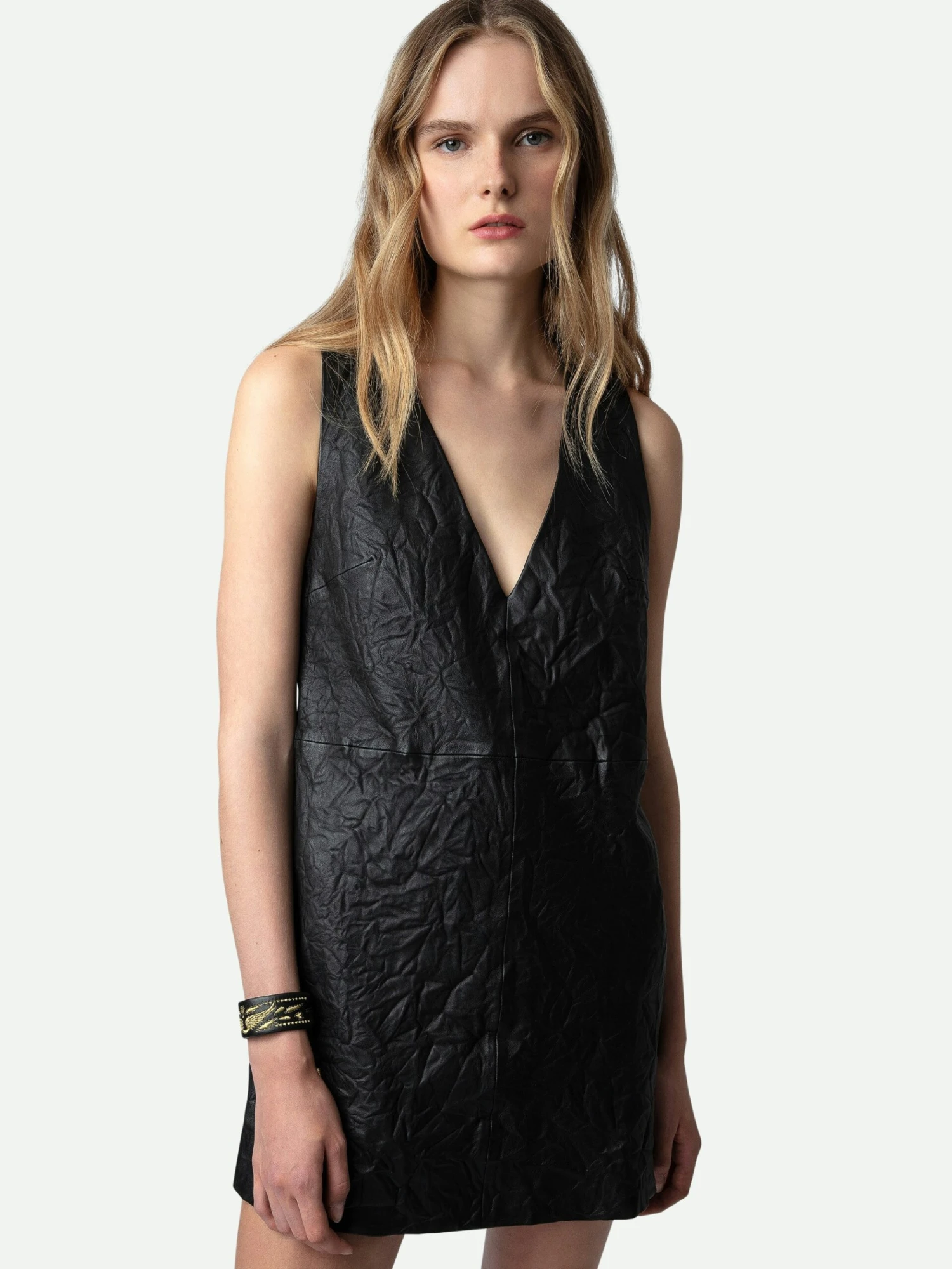 Zadig & Voltaire Rasha Crinkled Leather Dress Black 6 Zadig & Voltaire Rasha Crinkled Leather Dress Black - Image 4