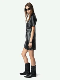 Zadig & Voltaire Ralmy Leather Short Sleeve Dress Black 11 Zadig & Voltaire Ralmy Leather Short Sleeve Dress Black -Zadig & Voltaire Clothing RWDR01038 BLACK ADDI 2 675ff2c2c6969