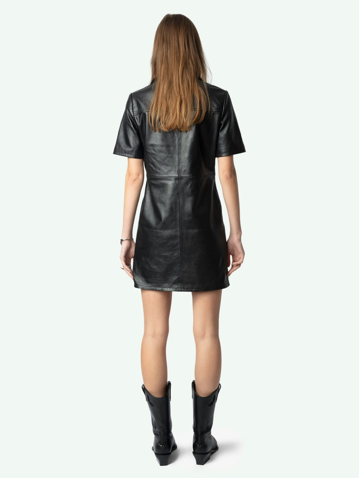 Zadig & Voltaire Ralmy Leather Short Sleeve Dress Black 4 Zadig & Voltaire Ralmy Leather Short Sleeve Dress Black - Image 2