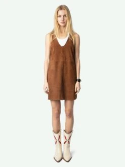 Zadig & Voltaire Rasha Suede Dress Cognac -Zadig & Voltaire Clothing RWDR01039 COGNAC ADDI 1 672a4268acdc3