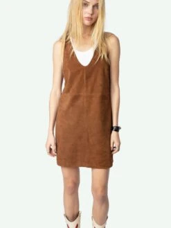 Zadig & Voltaire Rasha Suede Dress Cognac -Zadig & Voltaire Clothing RWDR01039 COGNAC ADDI 2 672a42c44edd5