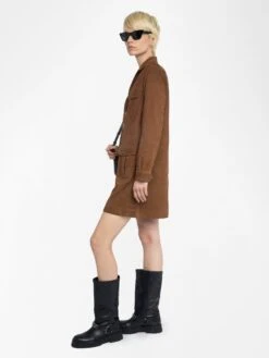 Zadig & Voltaire Remacha Suede Leather Dress Cognac -Zadig & Voltaire Clothing RWDR01042 COGNAC ADDI 2 685e8e0e5fe19