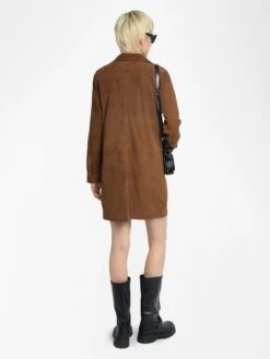 Zadig & Voltaire Remacha Suede Leather Dress Cognac -Zadig & Voltaire Clothing RWDR01042 COGNAC BACK 685e8fa85b37d