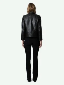 Zadig & Voltaire Litchi Leather Jacket Black -Zadig & Voltaire Clothing RWOW00217 NOIR BACK 66262ee26945c