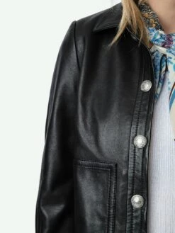 Zadig & Voltaire Litchi Leather Jacket Black -Zadig & Voltaire Clothing RWOW00217 NOIR HOVER 66262d5c845b9