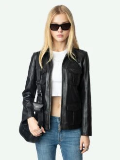 Zadig & Voltaire Lienna Leather Jacket Black -Zadig & Voltaire Clothing RWOW01238 BLACK ADDI 1 672a42a88dca2