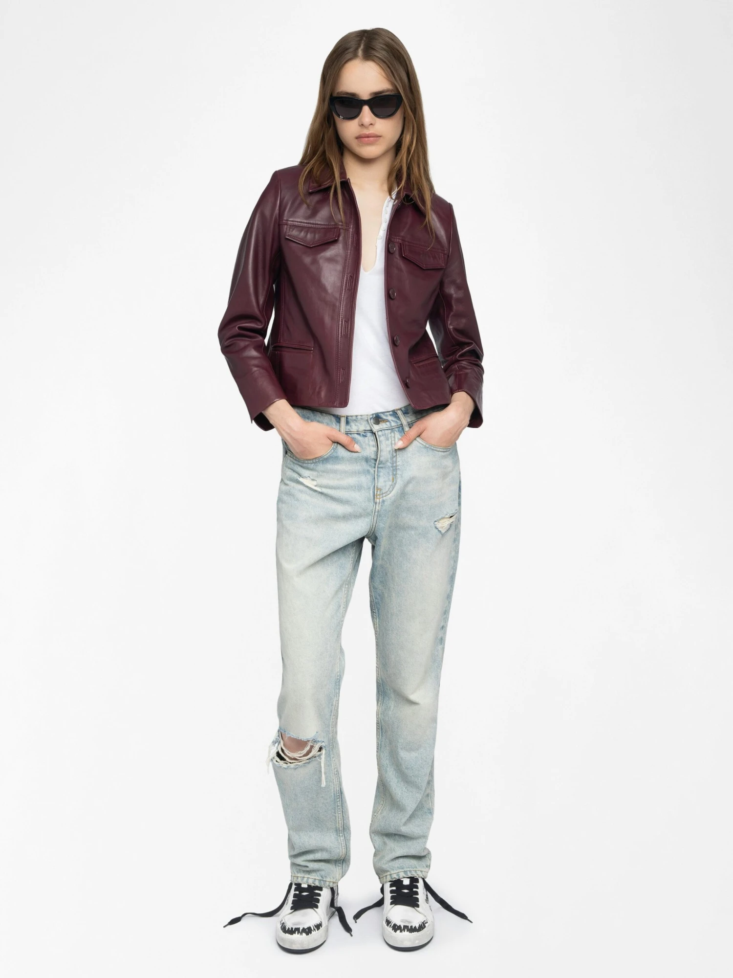 Zadig & Voltaire Liam Leather Jacket Burgundy 5 Zadig & Voltaire Liam Leather Jacket Burgundy - Image 3