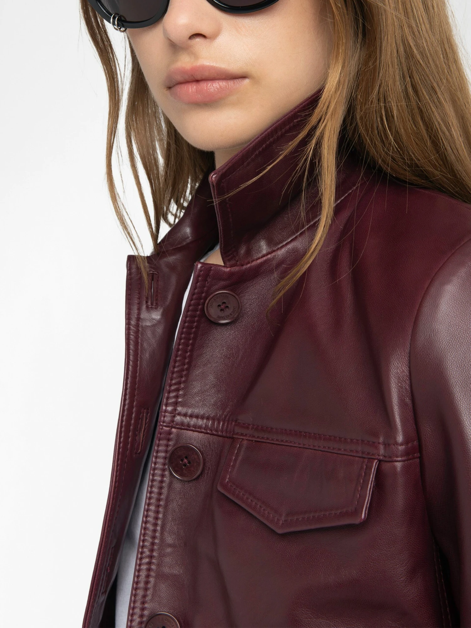 Zadig & Voltaire Liam Leather Jacket Burgundy 9 Zadig & Voltaire Liam Leather Jacket Burgundy - Image 7
