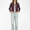 Zadig & Voltaire Liam Leather Jacket Burgundy -Zadig & Voltaire Clothing RWOW01244 BURGUNDY SHOOTING 686fb9599e8ed