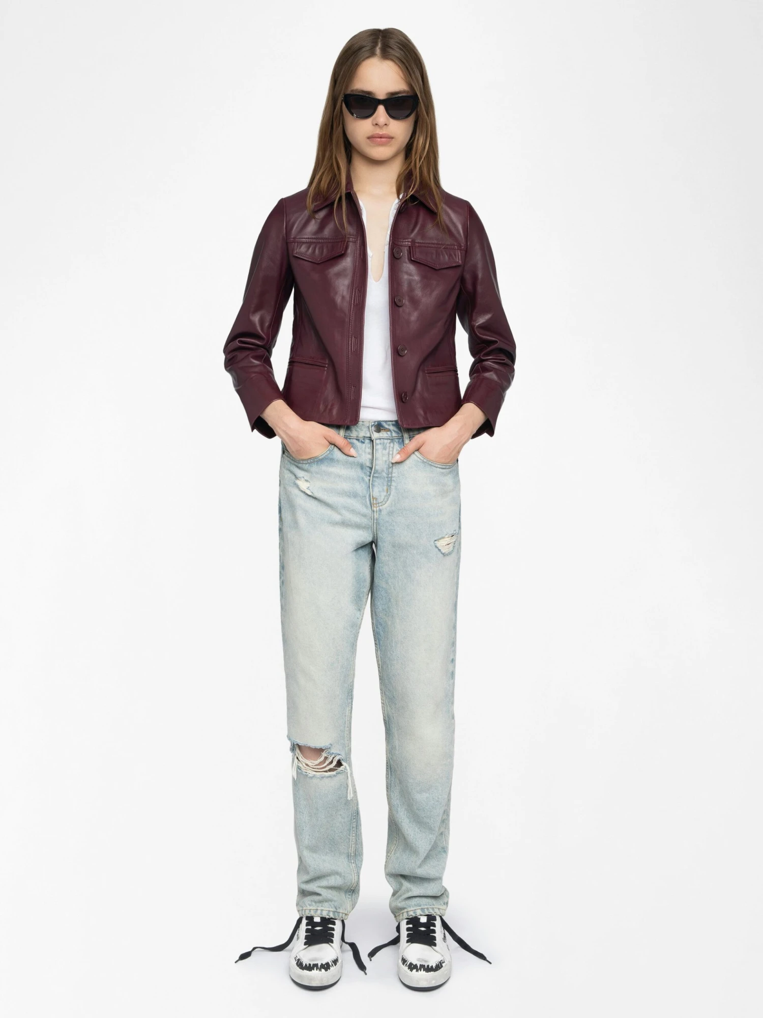Zadig & Voltaire Liam Leather Jacket Burgundy 3 Zadig & Voltaire Liam Leather Jacket Burgundy