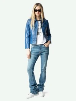 Zadig & Voltaire Liam Leather Jacket Surf -Zadig & Voltaire Clothing RWOW01244 SURF ADDI 1 67a6262b36925