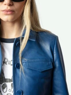 Zadig & Voltaire Liam Leather Jacket Surf -Zadig & Voltaire Clothing RWOW01244 SURF HOVER 67a62620eba48