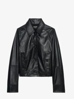 Zadig & Voltaire Liston Cropped Black Leather Jacket Black -Zadig & Voltaire Clothing RWOW01247 BLACK PACKSHOT 6728b392f32c2