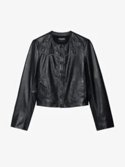 Zadig & Voltaire Luxi Leather Jacket Black -Zadig & Voltaire Clothing RWOW01251 BLACK PACKSHOT 687df3a33cb07