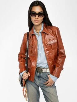 Zadig & Voltaire Lienna Leather Jacket Burn -Zadig & Voltaire Clothing RWOW01258 BURN ADDI 2 686b84e3ebf17