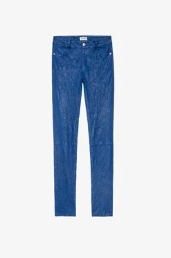 Zadig & Voltaire Phlame Crinkled Leather Pants Ocean -Zadig & Voltaire Clothing RWPA00001 OCEAN