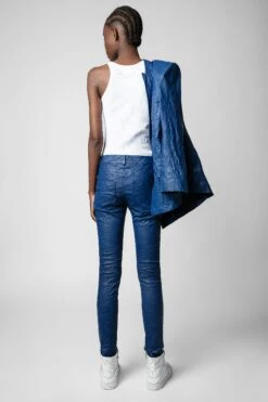 Zadig & Voltaire Phlame Crinkled Leather Pants Ocean -Zadig & Voltaire Clothing RWPA00001 OCEAN 4