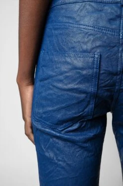 Zadig & Voltaire Phlame Crinkled Leather Pants Ocean -Zadig & Voltaire Clothing RWPA00001 OCEAN 5