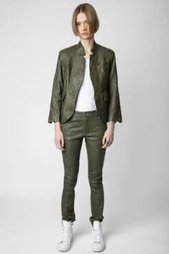 Zadig & Voltaire Phlame Crinkled Leather Pants Pickle