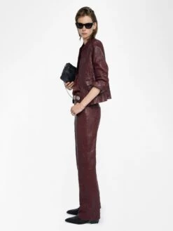 Zadig & Voltaire Evy Leather Pants Burgundy -Zadig & Voltaire Clothing RWPA00069 BURGUNDY ADDI 1 6877c2cd2ce6f