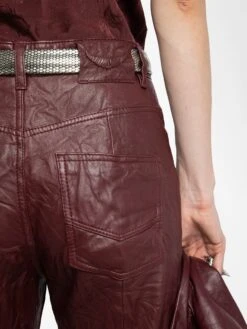 Zadig & Voltaire Evy Leather Pants Burgundy -Zadig & Voltaire Clothing RWPA00069 BURGUNDY HOVER 6877c2d70c820