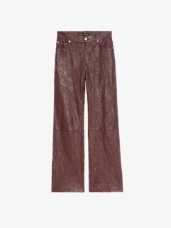 Zadig & Voltaire Evy Leather Pants Burgundy -Zadig & Voltaire Clothing RWPA00069 BURGUNDY PACKSHOT 68668247a490f