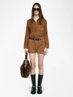 Zadig & Voltaire Thelma Suede Leather Shirt Daim