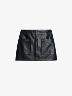 Zadig & Voltaire Jaime Leather Skirt Black -Zadig & Voltaire Clothing RWSK01065 BLACK PACKSHOT 6728b354e0bf3