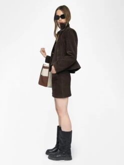 Zadig & Voltaire Jaime Suede Leather Skirt Dark Chocolate -Zadig & Voltaire Clothing RWSK01066 DARK CHOCOLATE ADDI 2 6848524ecc2dc
