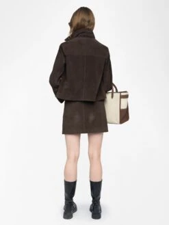 Zadig & Voltaire Jaime Suede Leather Skirt Dark Chocolate -Zadig & Voltaire Clothing RWSK01066 DARK CHOCOLATE BACK 68485284592ae