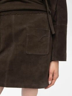 Zadig & Voltaire Jaime Suede Leather Skirt Dark Chocolate -Zadig & Voltaire Clothing RWSK01066 DARK CHOCOLATE HOVER 684853329144c