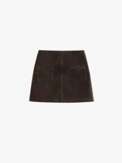 Zadig & Voltaire Jaime Suede Leather Skirt Dark Chocolate -Zadig & Voltaire Clothing RWSK01066 DARK CHOCOLATE PACKSHOT 684fe20e752d6