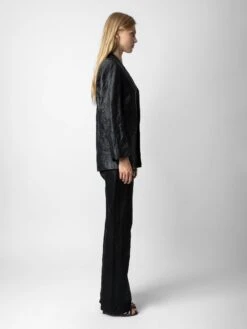 Zadig & Voltaire Visco Crinkled Leather Jacket Black -Zadig & Voltaire Clothing SJCU1409F NOIR ADDI 1