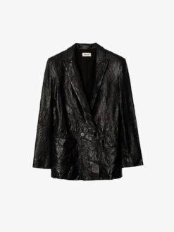 Zadig & Voltaire Visco Crinkled Leather Jacket Black -Zadig & Voltaire Clothing SJCU1409F NOIR PACKSHOT