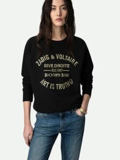 Zadig & Voltaire Upper Blason Embroidered Sweatshirt Black -Zadig & Voltaire Clothing SJTS7106F NOIR HOVER