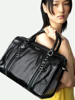 Zadig & Voltaire Sunny Medium #2 Vintage Patent Bag Black -Zadig & Voltaire Clothing SKAB2019F NOIR ADDI 4