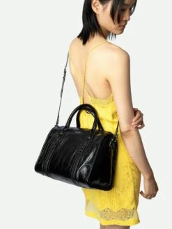 Zadig & Voltaire Sunny Medium #2 Vintage Patent Bag Black -Zadig & Voltaire Clothing SKAB2019F NOIR HOVER