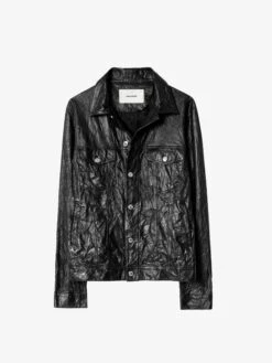 Zadig & Voltaire Base Crinkled Leather Jacket Black -Zadig & Voltaire Clothing SKCU1406H NOIR PACKSHOT 1