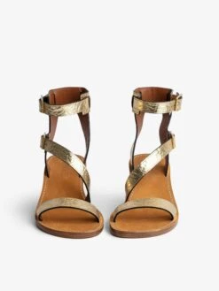 Zadig & Voltaire Cecilia Crinkled Caprese Sandals Gold -Zadig & Voltaire Clothing SWCT00775 GOLD ADDI 2