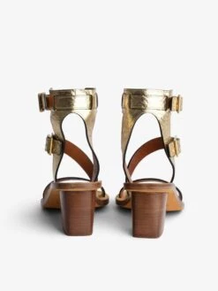 Zadig & Voltaire Cecilia Crinkled Caprese Sandals Gold -Zadig & Voltaire Clothing SWCT00775 GOLD ADDI 3