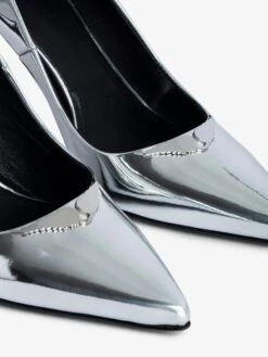 Zadig & Voltaire Perfect Court Shoes Silver -Zadig & Voltaire Clothing SWCT00869 SILVER ADDI 3