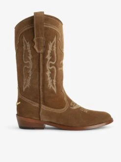 Zadig & Voltaire Tex Western Suede Boots Cognac
