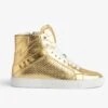Zadig & Voltaire ZV1747 High Flash Vintage Metal Sneakers Gold -Zadig & Voltaire Clothing SWSN00395 GOLD