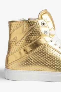 Zadig & Voltaire ZV1747 High Flash Vintage Metal Sneakers Gold 12 Zadig & Voltaire ZV1747 High Flash Vintage Metal Sneakers Gold -Zadig & Voltaire Clothing SWSN00395 GOLD 2