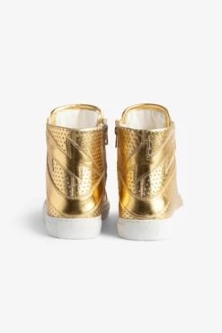 Zadig & Voltaire ZV1747 High Flash Vintage Metal Sneakers Gold 11 Zadig & Voltaire ZV1747 High Flash Vintage Metal Sneakers Gold -Zadig & Voltaire Clothing SWSN00395 GOLD 5