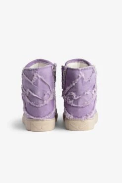 Zadig & Voltaire ZV1747 High Flash Canvas Sneakers Boomerang -Zadig & Voltaire Clothing SWSN00405 BOOMERANG 4