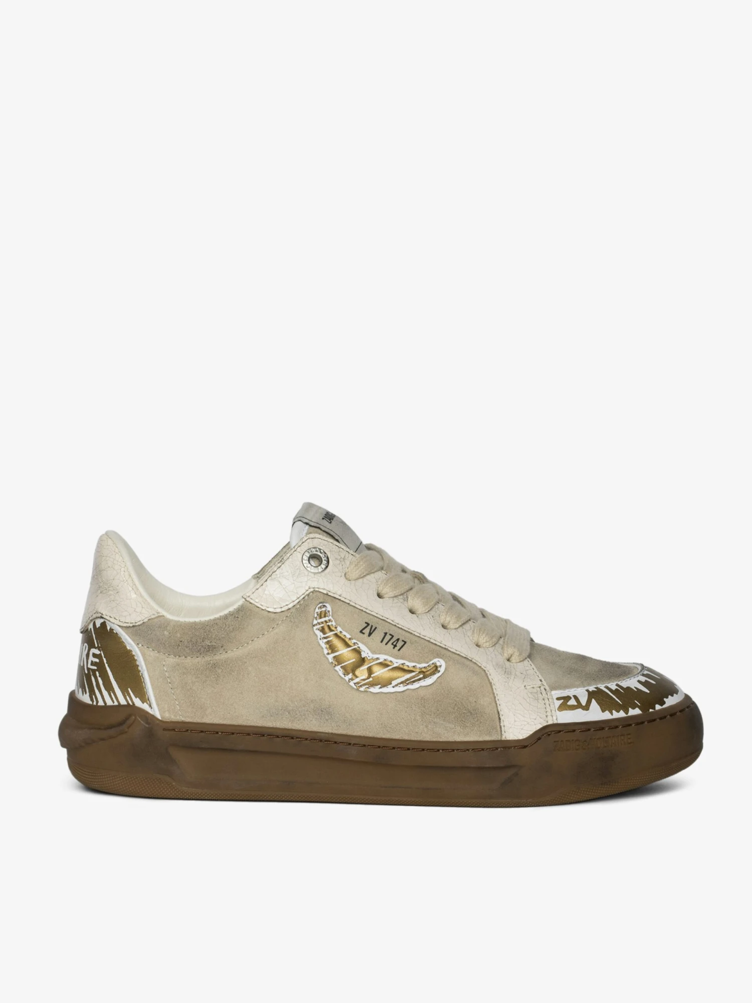 Zadig & Voltaire Basses Fly Wings Cracked Sneakers Clay 3 Zadig & Voltaire Basses Fly Wings Cracked Sneakers Clay