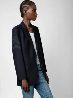 Zadig & Voltaire Viva Arrow Strass Blazer Ink -Zadig & Voltaire Clothing WKCA0201F ENCRE ADDI 1