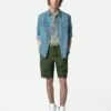 Zadig & Voltaire Pixel Linen Bermuda Shorts Used Kaki -Zadig & Voltaire Clothing WMBS00055 USED KAKI SHOOTING