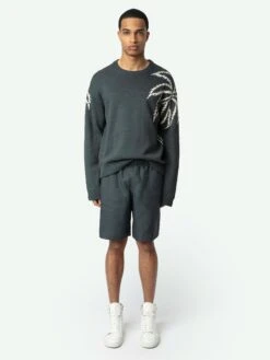 Zadig & Voltaire Pixie Linen Shorts Vert De Gris